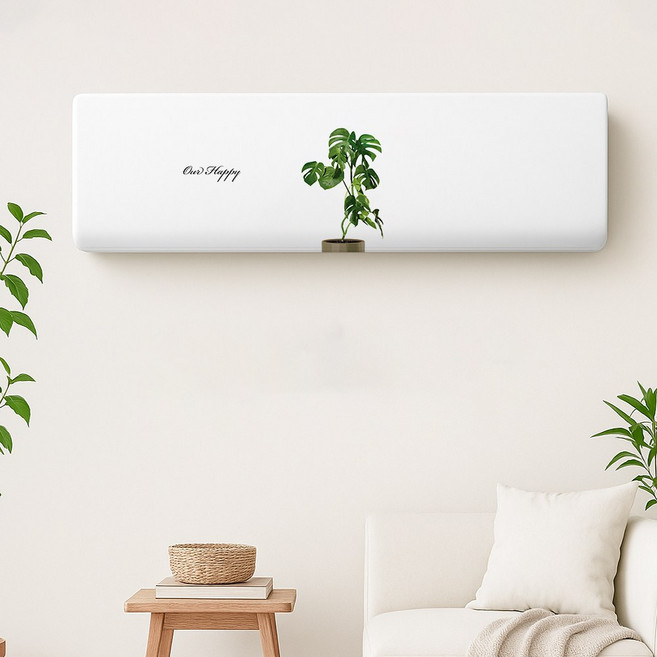 코팅블루 암막 인테리어 벽걸이 스판 에어컨커버, 03.코코팜트리