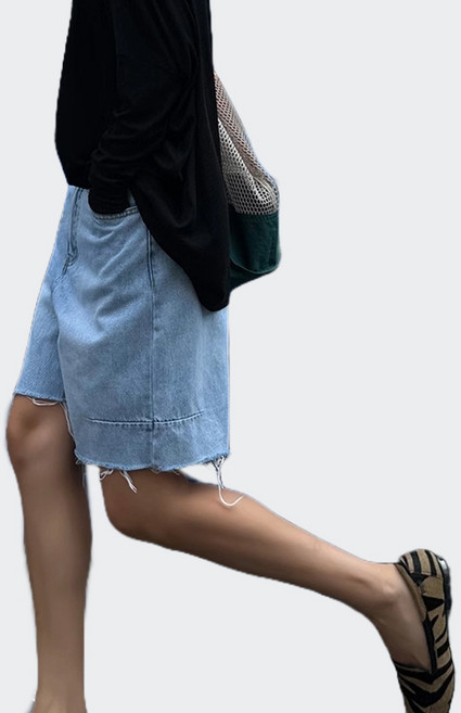 퀸앤조이 라이사 빈티지 워싱 컷팅 5부 반바지