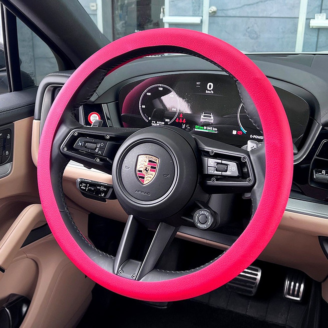 논슬립 핸들커버 실리콘 원형 D컷 전차종 호환 10컬러 차량용 자동차 핸들 커버 카바, 레드