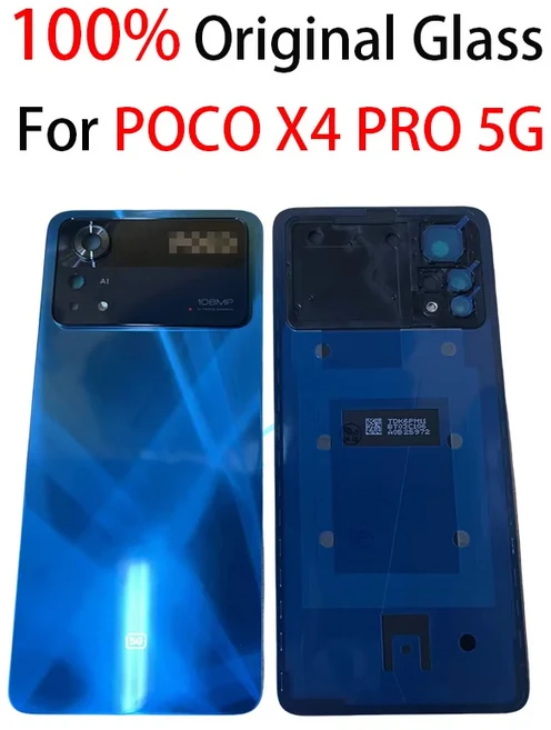 샤오미 포코 X4 호환 프로 패널 5G 유리 후면 배터리 렌즈 포함 교체 커버, Blue With Lens, 1개, 단일