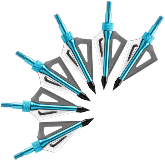 양궁 사냥 브로드헤드 100개 그레인 3개 화살촉용 브로드 스크류 팁 6개, 연한 녹색