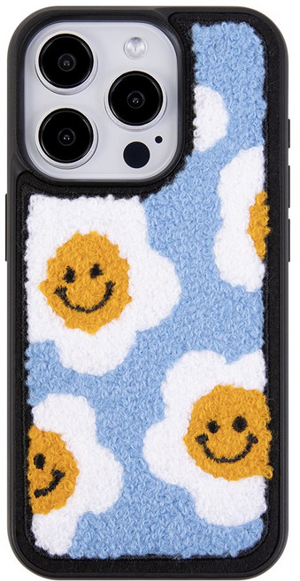 스마일 플라워 뽀글이 자수 범퍼 케이스