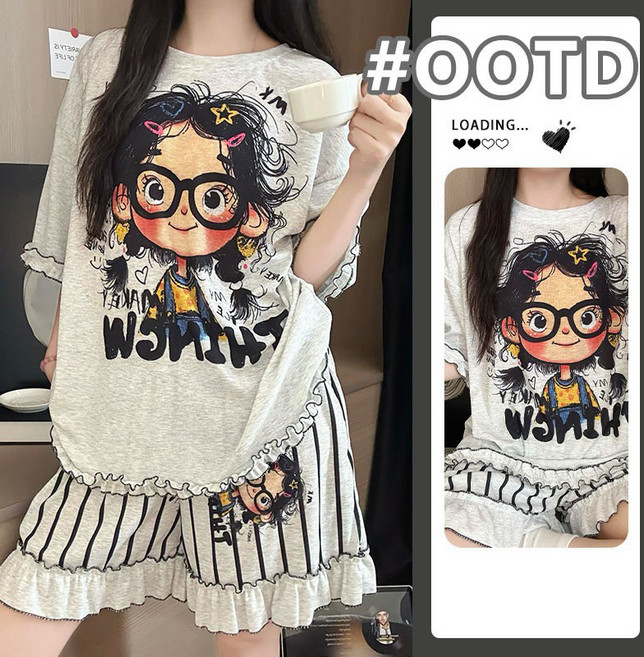 스타일닥터 여자 반팔 반바지 잠옷 여름 패드 포함 모달 실내복 세트 아우터 가능