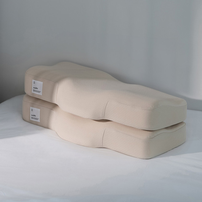 슬리필로우 기능성 경추베개 초고밀도 메모리폼, 2개, 아몬드크림