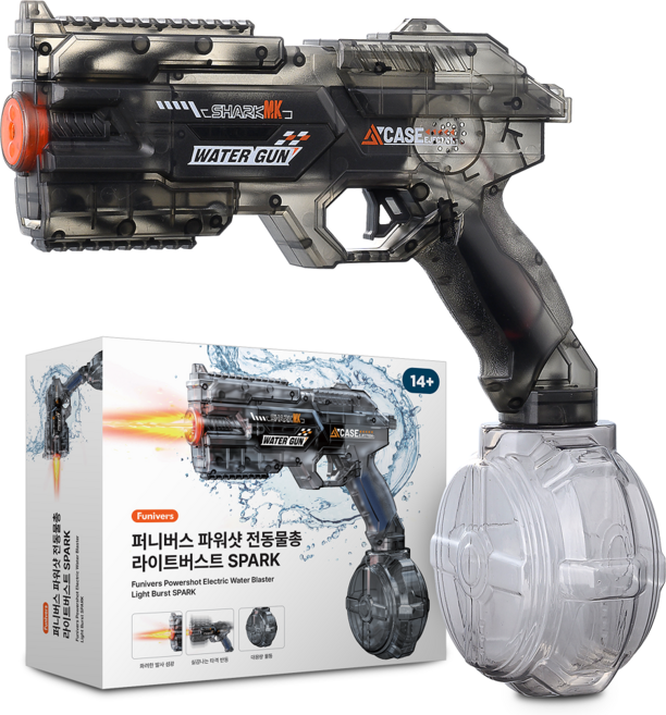 퍼니버스 파워샷 전동 물총 자동 대용량 라이트버스트 스파크, 1개, 스텔스 블랙