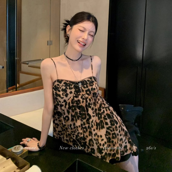 여성블라우스 셔츠 나시 호피무늬