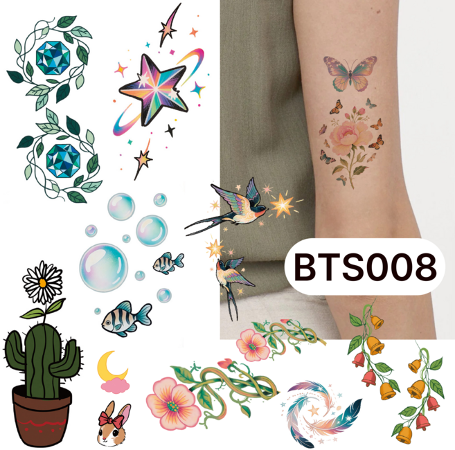 부띠끄38 미니 반영구 타투스티커 헤나 세트, 1개, BTS008