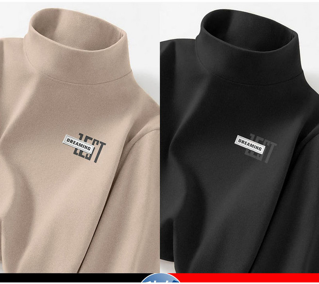 1+1 남성 반폴라 티셔츠 가을 겨울 패션 루즈핏 이너 긴팔 티셔츠 심플 코디 남자 긴팔티 상의 WMY