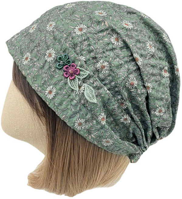 엄마짱 MDS_8512_빈티지 미니해바라기 밴딩두건 / 셔링비니 중년여성 봄여름두건 위생두건 예쁜엄마모자 요가두건 플라워패턴비니 여성탈모 엄마선물모자 생활복 헤어두건 항암모자