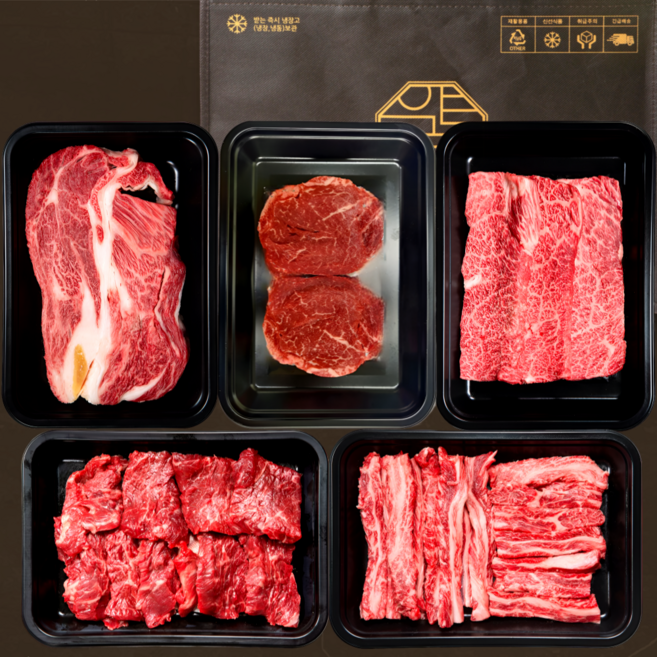 [선물세트] 1++ 한우 2kg 프리미엄 SVIP 미식 S 구이 투뿔 (등심/샤토/살치/갈비살/특수) 국내산 마장동 소고기 세트 명절 어버이날 부모님 생일 감사 선물 [압구정한우], 고급선물포장, 1세트