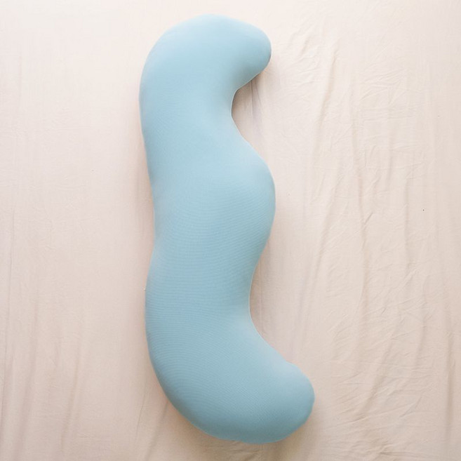 長條側睡枕, 藍色 冰絲菱形格, 1個