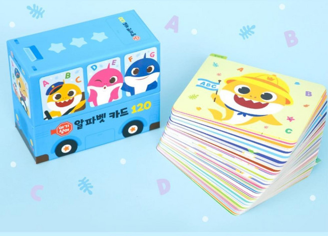 5살 영어공부 필수영단어 아기상어 낱말 알파벳카드 120장 유치원 교구 퍼즐 어린이집 아동, 1개