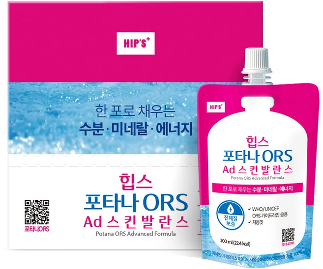 힙스 포타나 ORS Ad 스킨발란스 수분보충 전해질 보충, 16개, 100ml - 쿠팡