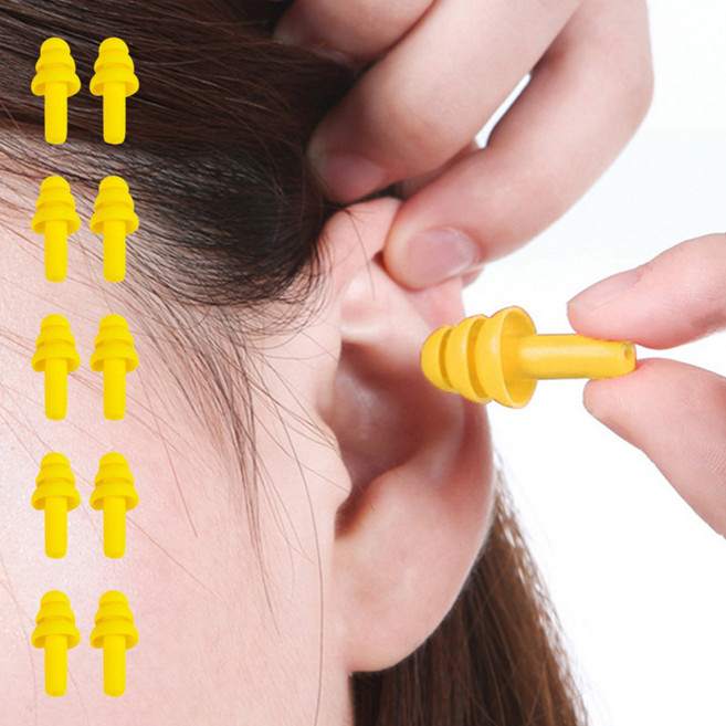 그리뉴얼 소음 차단 다용도 수영 귀마개, 10개, 엘로우