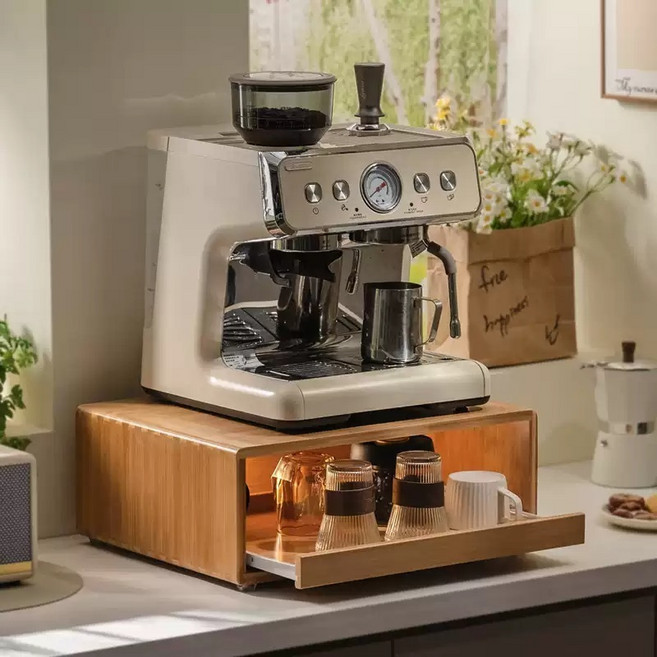 우드 디귿 수납함 렌지대 커피머신 오븐 다이 받침대 서랍 슬라이딩, 고급형(화이트)