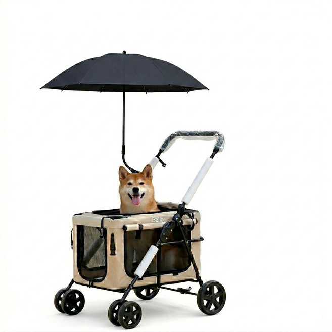 파파스 강아지 유모차 양산 개모차 우산 햇빛가리개 파라솔, 블랙, 1개