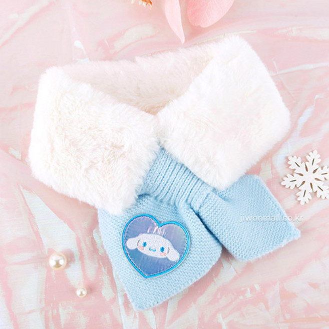 산리오 포근 리본니트 퍼 머플러 목도리 아동