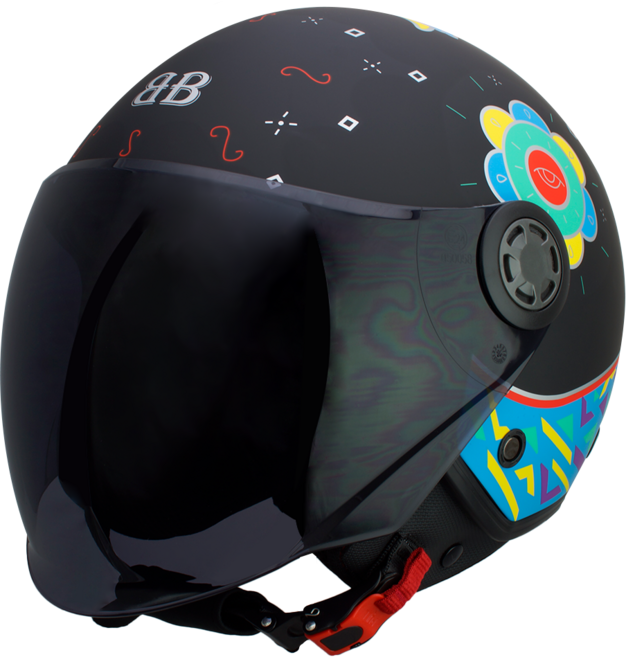 벤시 오토바이 헬멧 Y-2 썬바이저 내장 유럽ECE인증 오픈페이스 내피분리 블루투스 장착 가능, 썬플라워, 스모크, L, -