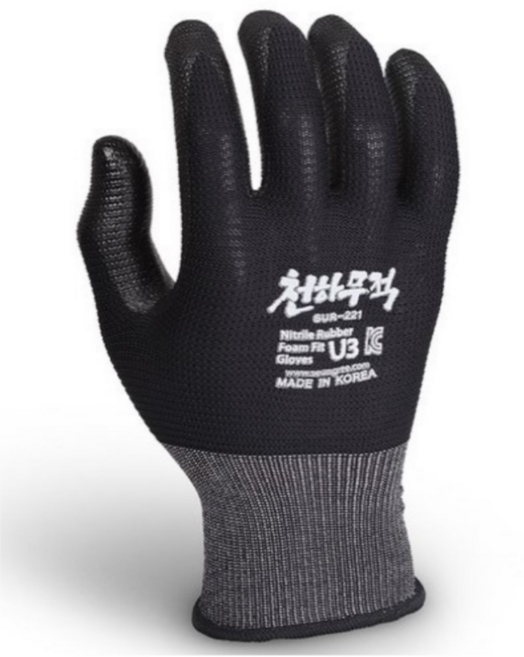 [1켤레] NBR장갑 천하무적 / 살아있네 U3 L, BLACK (M), 10개
