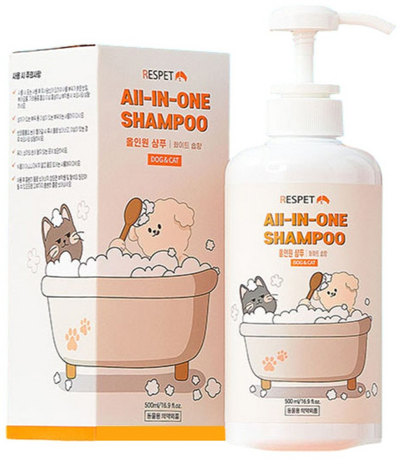RESPET 寵物全效合一沐浴乳 500ml 犬貓通用 低敏配方, 1個