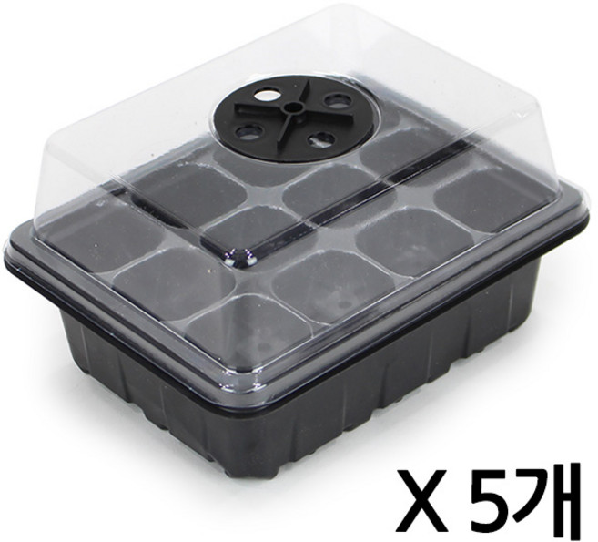 세인화분 모종 트레이 12구 5개 10개 - 모종판 포트 잎꽂이 화분 세트 육묘 하우스 모종박스 씨앗 발아기 발아 받침 진열대 어린이, 모종트레이세트(12구)_5개, 1세트