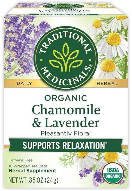 Traditional Medicinals 차 유기농 카모마일 및 라벤더 스트레스 완화 티백 16개, Chamomile & Lavender - Stress - 쿠팡