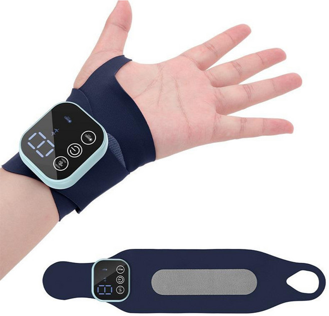 SaeByul 무선 저주파 손목마사지기 ems 온열찜질기 손목보호대 손목안마, 네이비