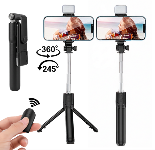 아노이 올인원샷 MAX 3.0 LED 삼각대 셀카봉, 딥 블랙, 1개, RG-BTS100