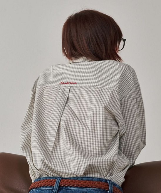 RONRON 라운드 카라 포켓 셔츠 CHECK