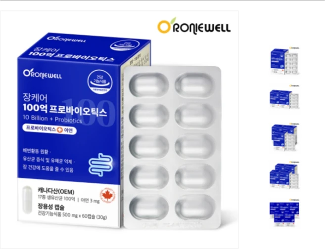 로니웰 장케어 100억 프로바이오틱스 500mg x 60캡슐, 60정, 2개 - 쿠팡
