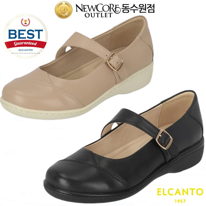 엘칸토 천연 양가죽 볼넓고 쿠션좋은 3.5CM 컴포트 여성 세미 캐주얼화