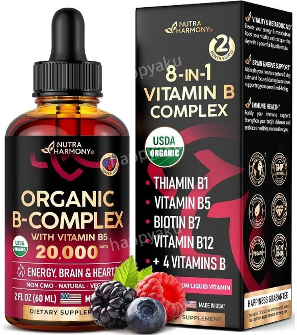 뉴트라하모니 오가닉 비타민B 컴플렉스 액상 판토텐산 2000mcg 60ml 2개월분, 1개 - 쿠팡