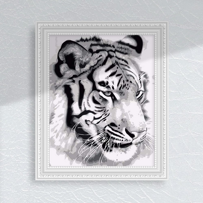 백호 호랑이 길운 동물 DIY 그림그리기 명화 취미 셀프 인테리어액자 캔버스 유화세트