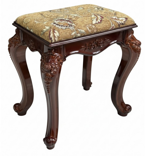 투윅스 엔틱 스툴 보조 화장대 의자 간이 인테리어 빈티지 소품, 42, 패브릭 그린, 1개