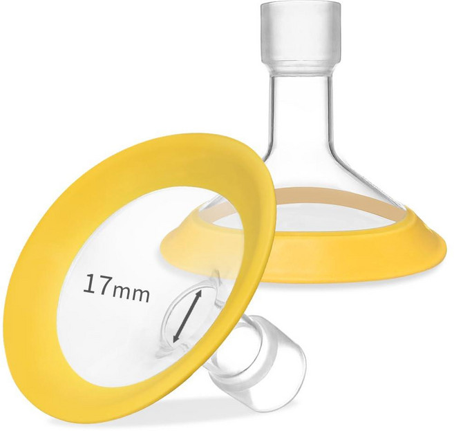 PumpMom Medela 유축기 부품용 21mm 가슴 보호대 Medela 액세서리와 호환 오리지널 PersonalFit 플렉스 유축기 부품 아님 2개(21mm), 17mm Oval