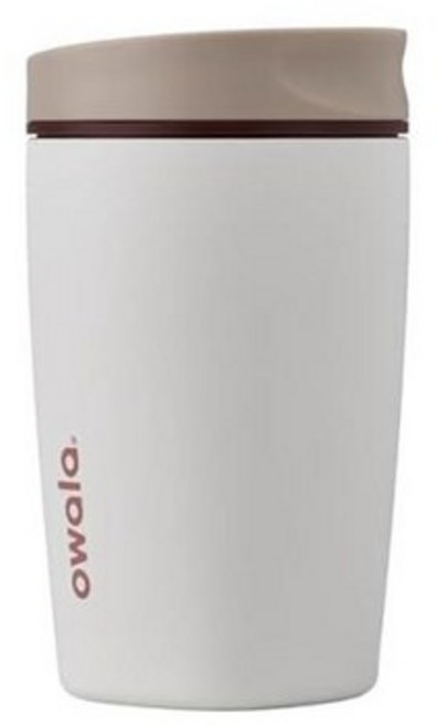 Owala SmoothSip 슬라이더 단열 스테인리스 스틸 커피 텀블러 재사용 가능한 아이스 컵 핫 여행용 머그 BPA 프리 355ml(12온스) 핑크/탠(데이브레이크), 손잡이 없음, 바닐라 빈_154984