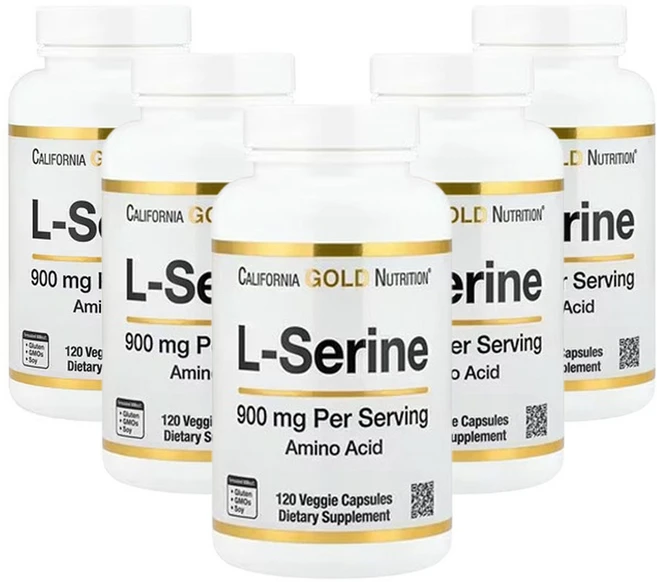 캘리포니아 골드 뉴트리션 L-세린 900mg 식물성 캡슐 120정, 5개 - 쿠팡