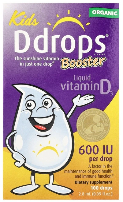 Ddrops 디드랍스 어린이용 부스터 올가닉 액상 비타민D3 600IU 2.8ml, 1개 - 쿠팡