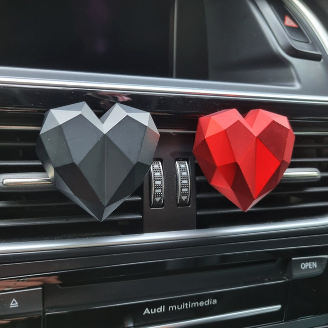 엠퓨처 차량용 하트 방향제 매트블랙 + 오일 15ml + 클립 3cm + 오일솜 세트, 1세트, 블랙체리