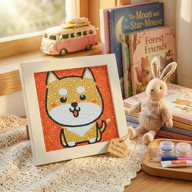 STIX 어린이 보석십자수 액자형 12종 DIY 키트 드릴비즈 만들기 KC인증, 1개, 04.시바견