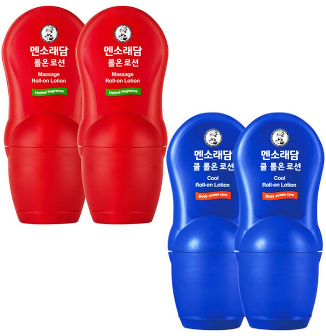 멘소래담 롤온 로션 세트 (핫 50ml 2개+ 쿨 50ml 2개), 4개