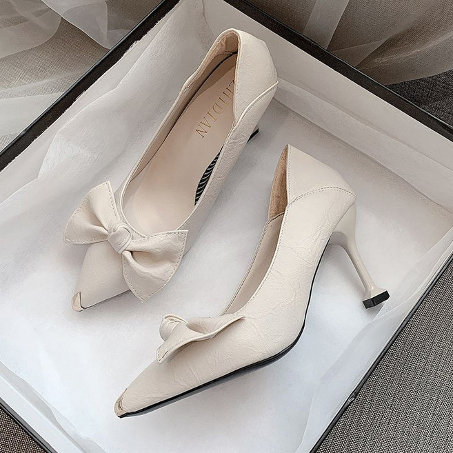FANSYLI 구두 여성 뾰족 구두 하객 구두 컴포트 오피스 힐 리본 통근 힐 XR2512N11