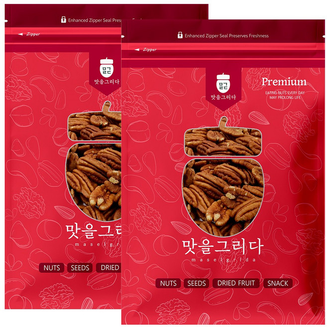 맛을그리다 구운 피칸 500g+500g / 캘리포니아 햇견과 볶은 피칸 무염 프리미엄 견과류, 500g, 2개