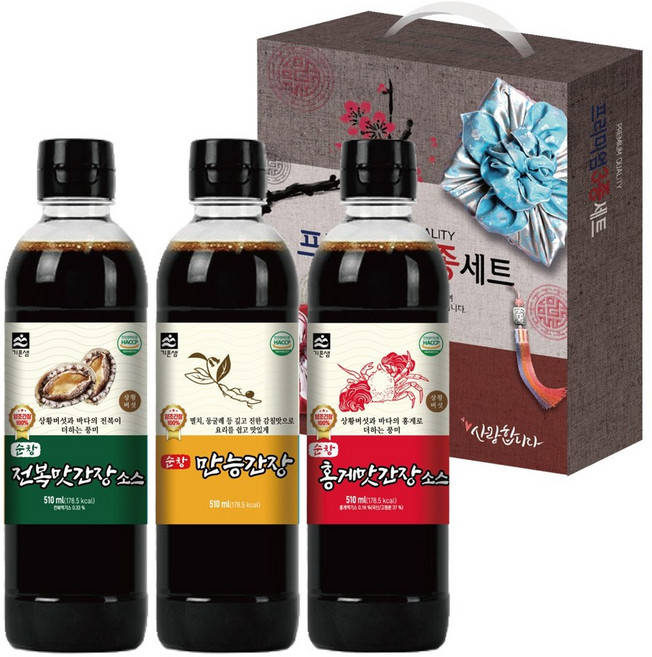 기픈샘 순창 프리미엄 간장 선물세트, 3개, 500ml