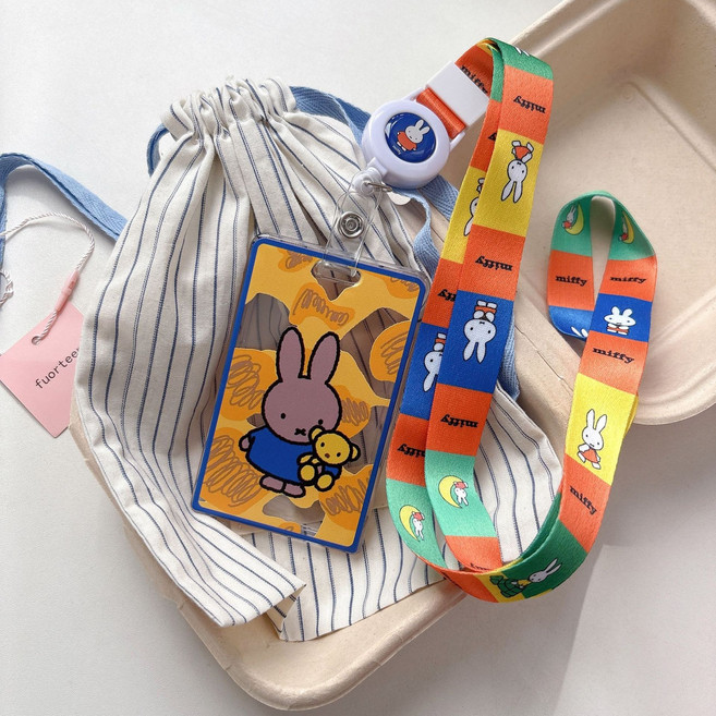 문구보따리 미피 사원증 목걸이 릴홀더 사원증케이스, 1개, 네이비