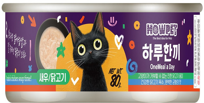 하우펫 하루한끼 가수분해 고양이캔 새우와 치킨 수프 x24개, 24개, 80g, 새우와치킨