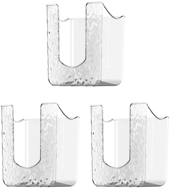 투데이리빙 3p 세트 물티슈 거치 홀더 티슈 벽걸이 케이스 화장실 무타공 휴지 보관 걸이 벽걸이형 다용도 물티슈통 각티슈 디스펜서 보관함 대형 부착 거치대 부착식 커버, 3개, R98606Q(투명