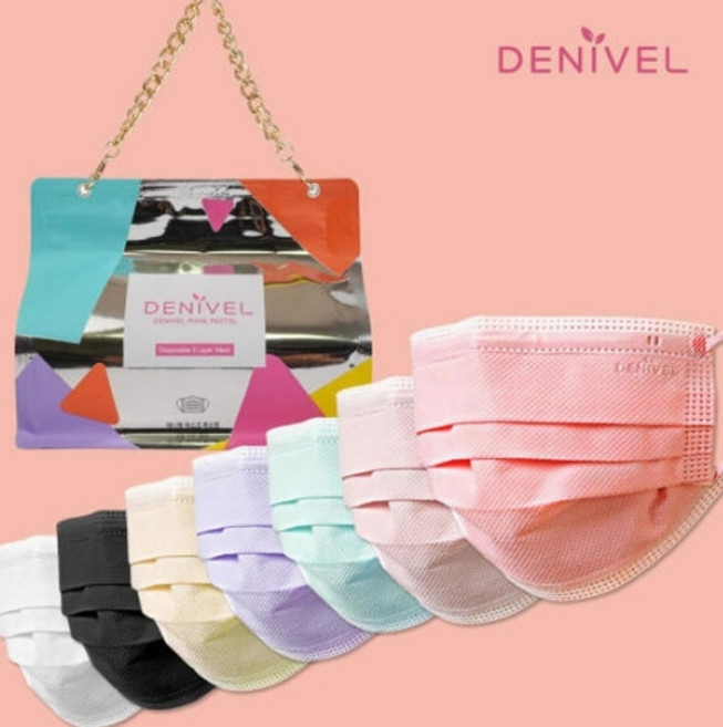 리빙투유 데니벨 파스텔 컬러 마스크 대형, 30개입, 1개, 골드베이지