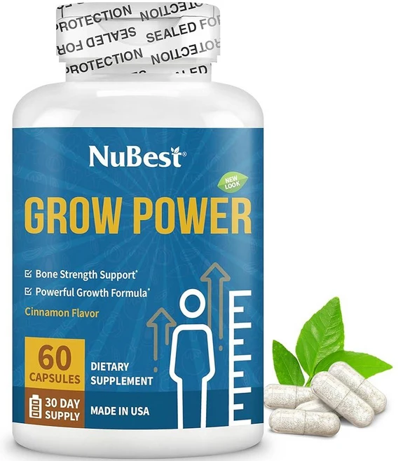 NuBest Grow Power - 칼슘 보충제 - 강한 뼈를 위한 비타민 D3 B6 아연 인 및 종합 비타민이 함유된 마그네슘 보충제 만 10세 이상 전반적인 건강 -, NuBest Grow Power - 칼슘, 마그네슘,, 1개, 60정 - 쿠팡