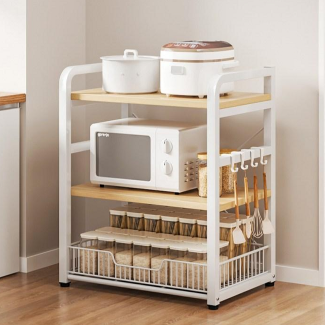 하이피러브 다용도 주방 선반 전자레인지 선반, 1개, 화이트